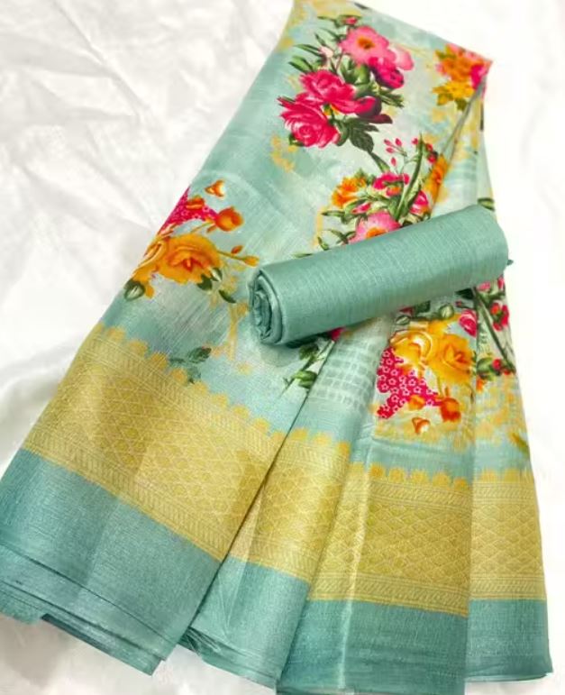 John TIME GREEN And VIOLET BUTTIS SILK SAREE