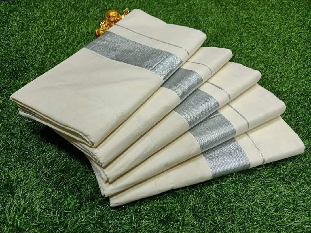 Women's Kerala Kasavu 100% Pure Cotton Saree