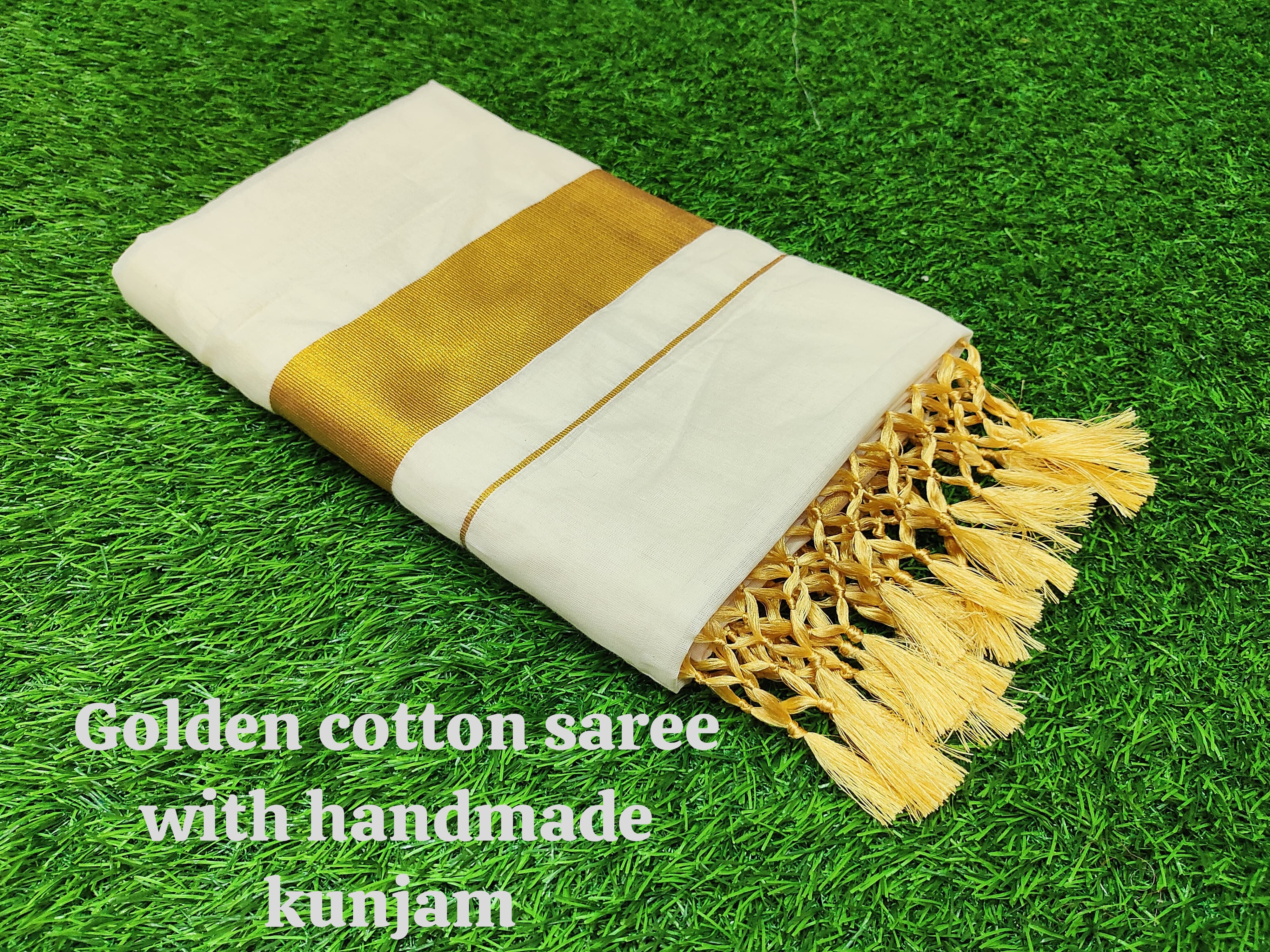 Women's Kerala Kasavu Saree Cotton - Gold Mi-0005