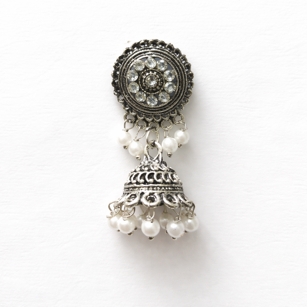 Oxidized Silver Pearl Jhumka Earrings for Women | Traditional Ethnic Drop Jewellery