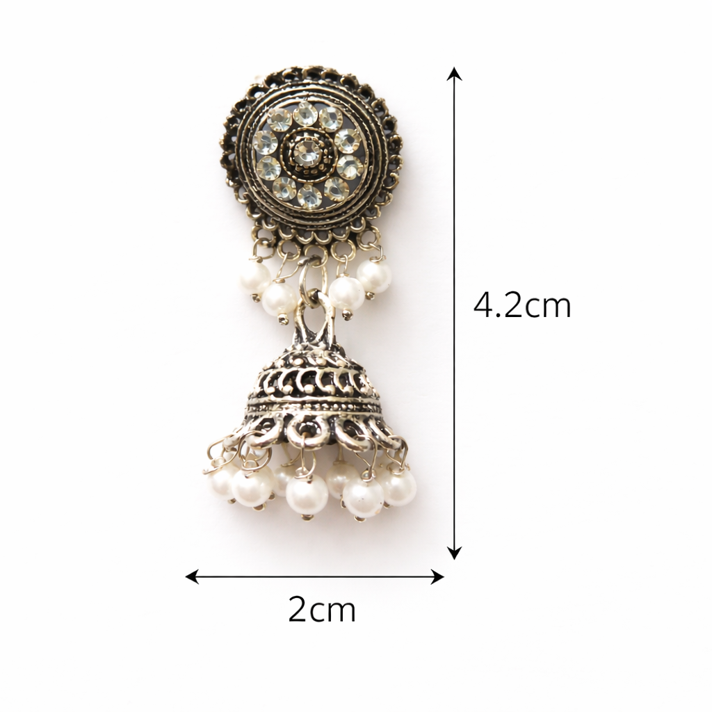 Oxidized Silver Pearl Jhumka Earrings for Women | Traditional Ethnic Drop Jewellery