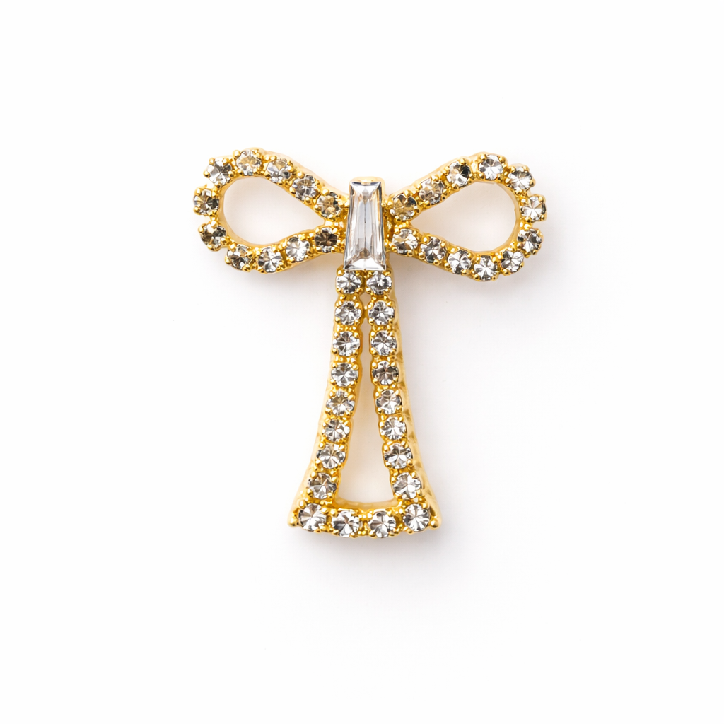 Gold Crystal Bow Stud Earrings for Women | Cute Party Wear Fashion Jewellery