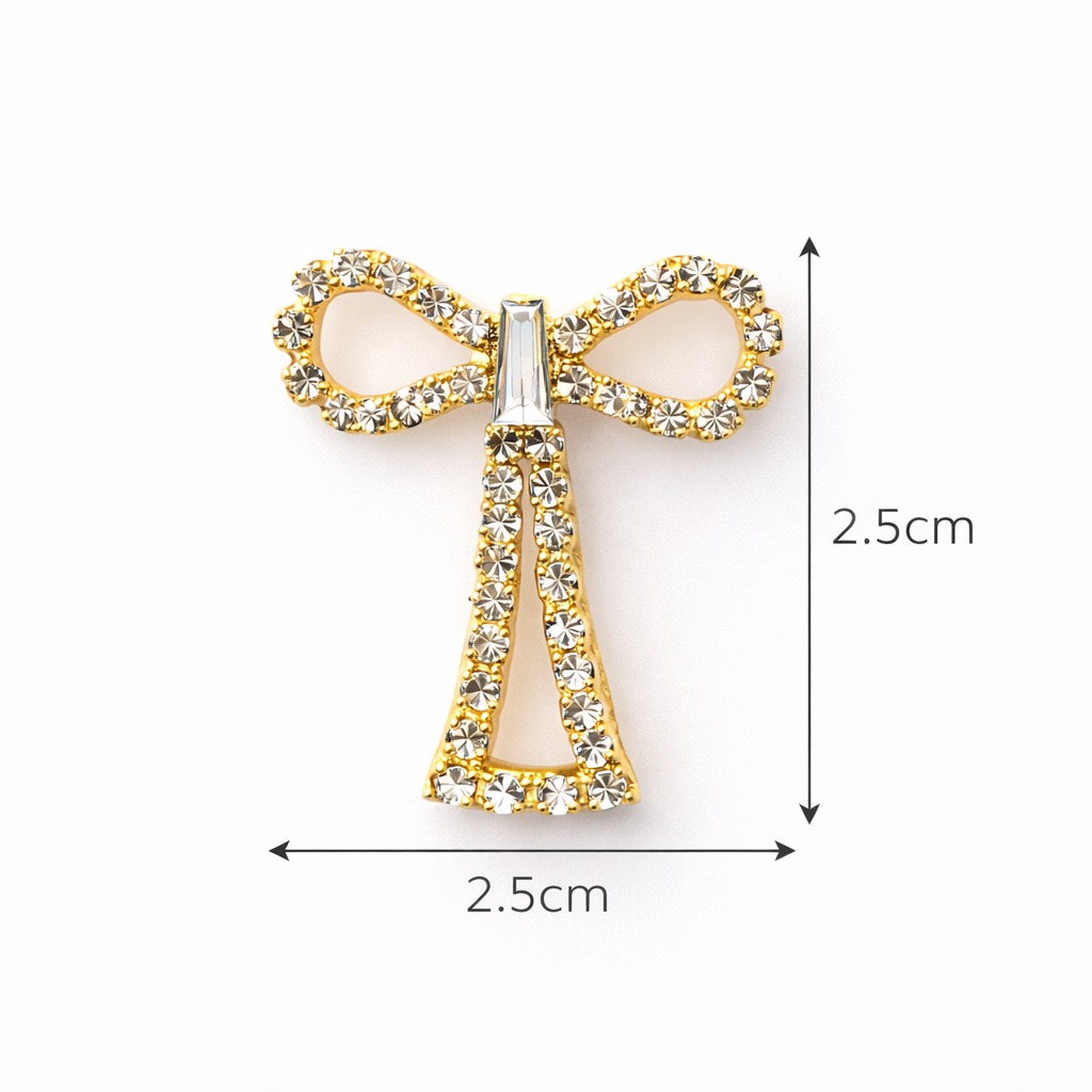 Gold Crystal Bow Stud Earrings for Women | Cute Party Wear Fashion Jewellery