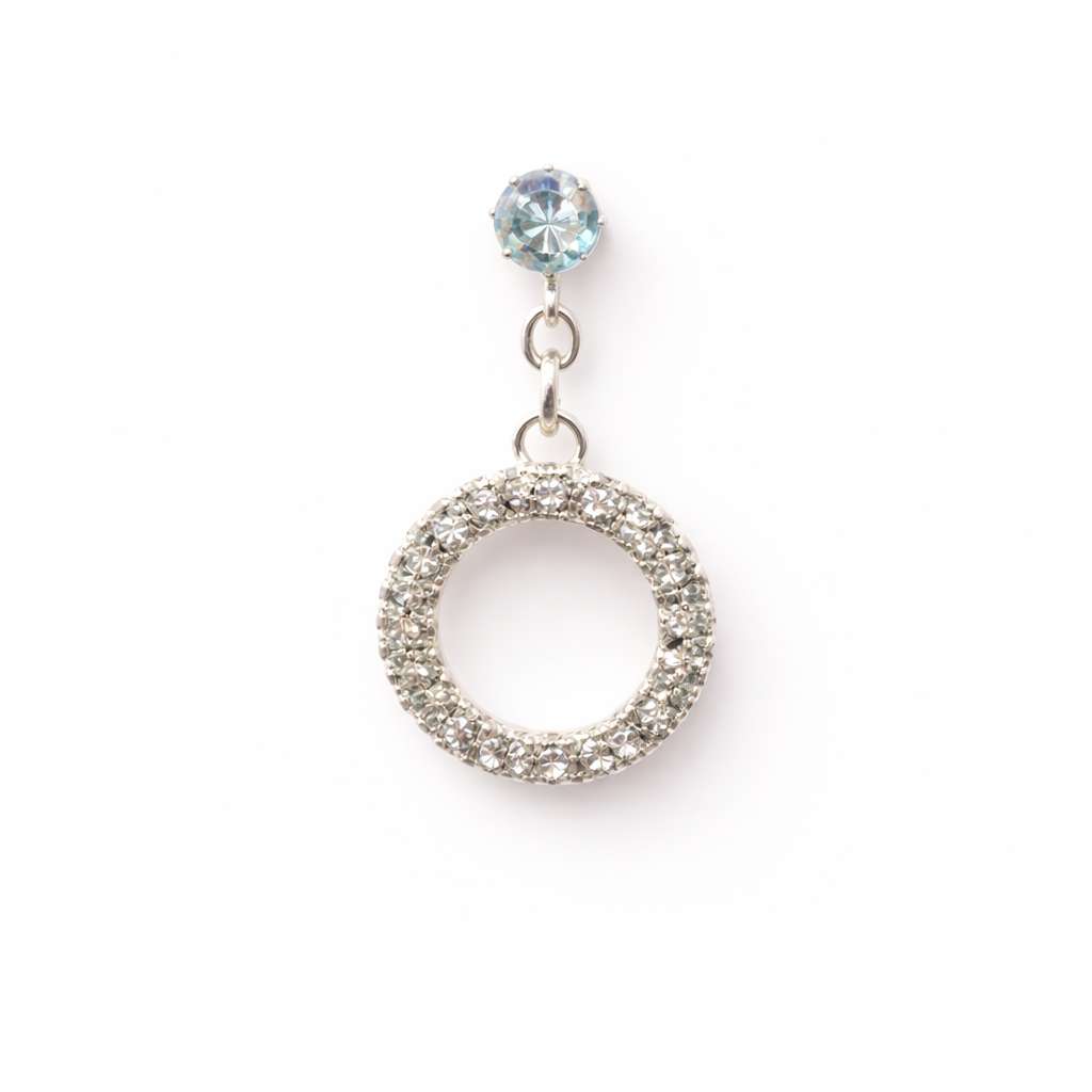 Silver Round Crystal Drop Earrings for Women | Elegant Circle Halo Party Wear Jewellery