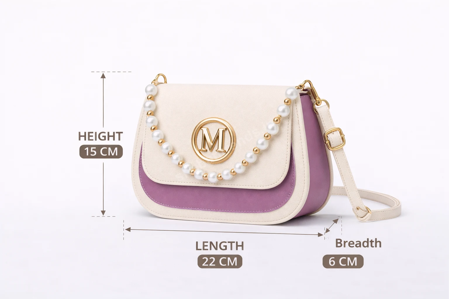 Elegant Women White Bow Handbag with Gold Chain & Top Handle Sling Bag