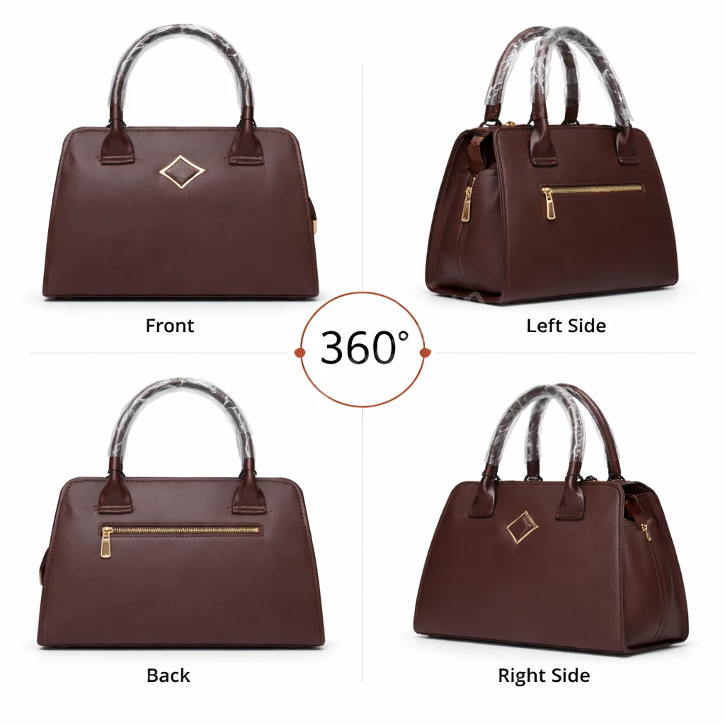 Classic Dark Brown Women Handbag with Structured Design & Spacious Compartments