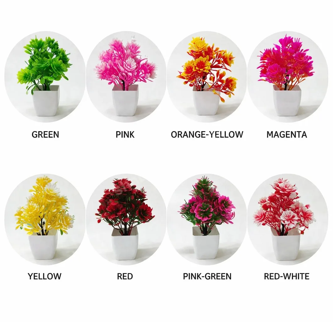 Mini Artificial Flower Plant in Cup  – Multi Color Table Top Décor | Replaceable Flowers