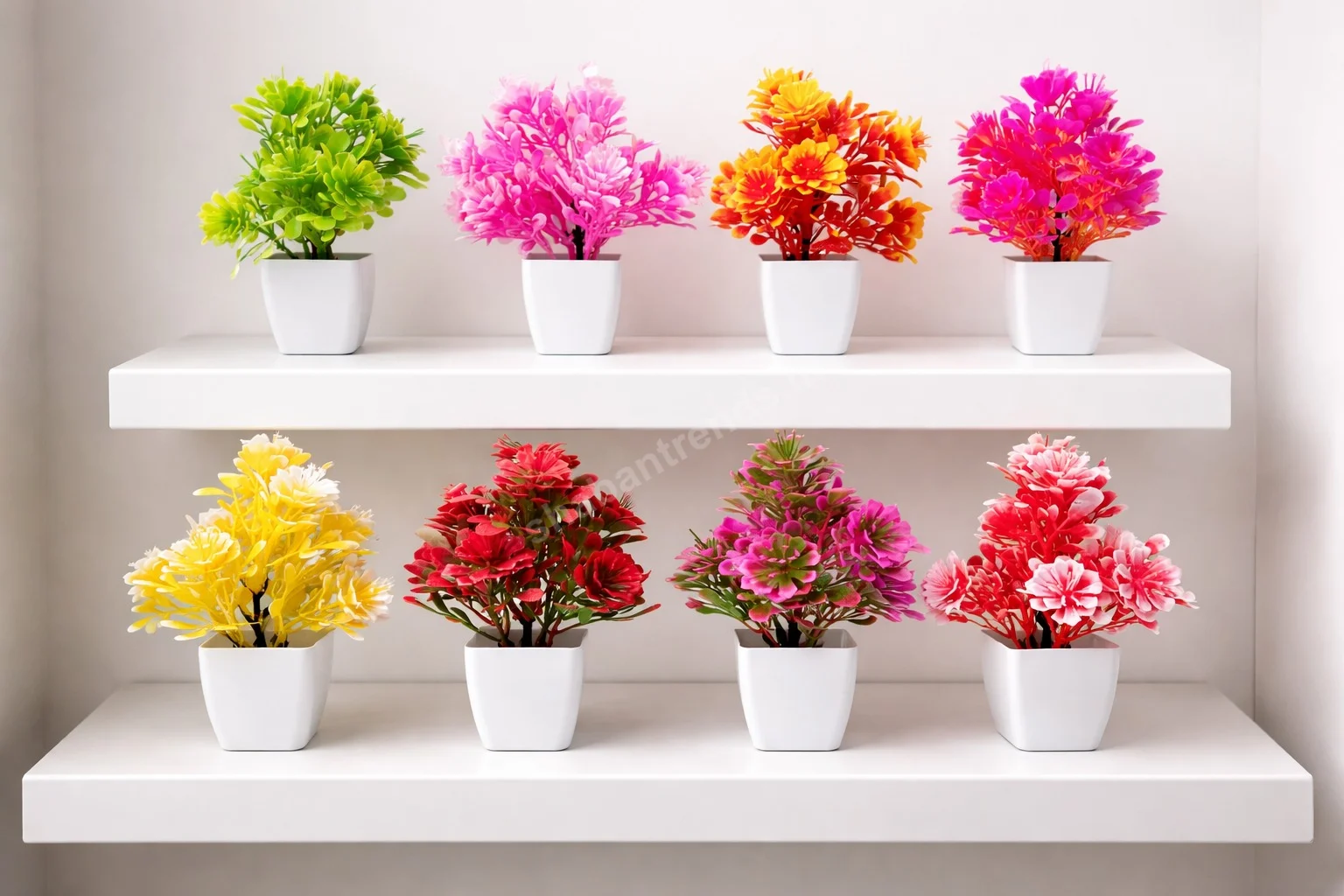 Mini Artificial Flower Plant in Cup  – Multi Color Table Top Décor | Replaceable Flowers