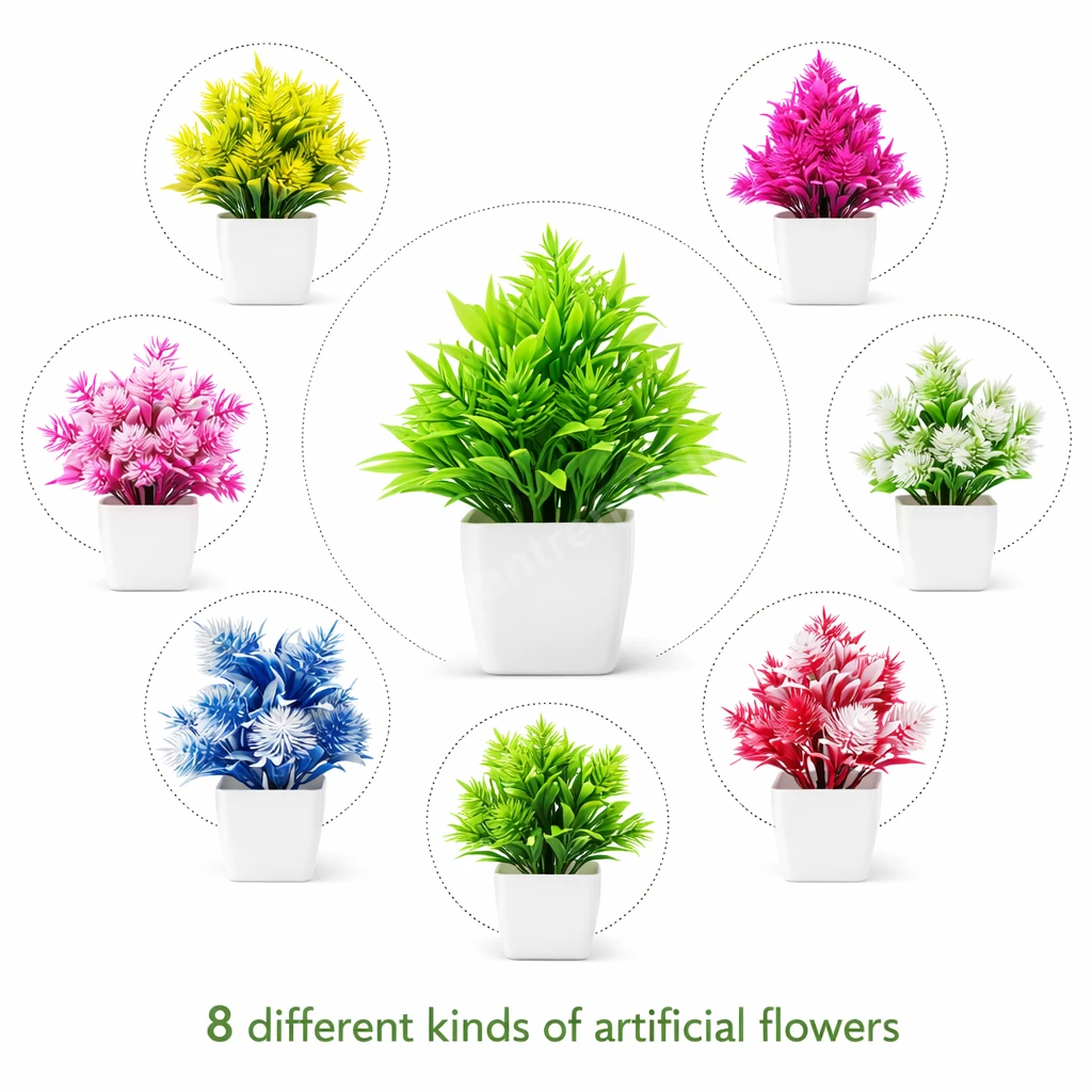 Mini Artificial Spike Plant in Cup (15 cm) – Multicolor Modern Table Top Greenery | Home & Office Décor