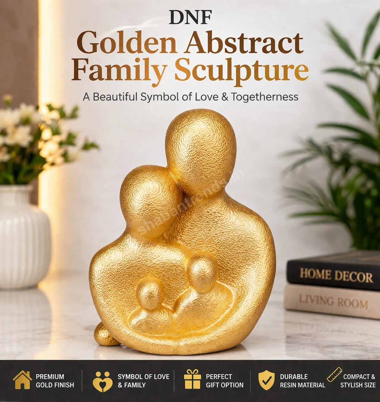 golden family sculpture premium quality home decor gift idea for wedding anniversary housewarming