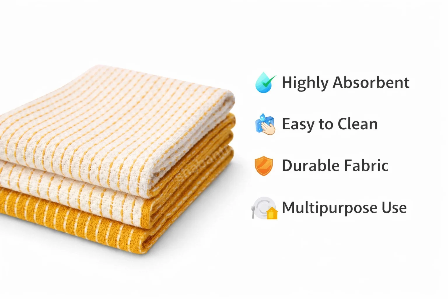 Kitchen Towels Set of 3 Cotton Dish Cloths Soft Absorbent Quick Dry Multipurpose Kitchen Napkins