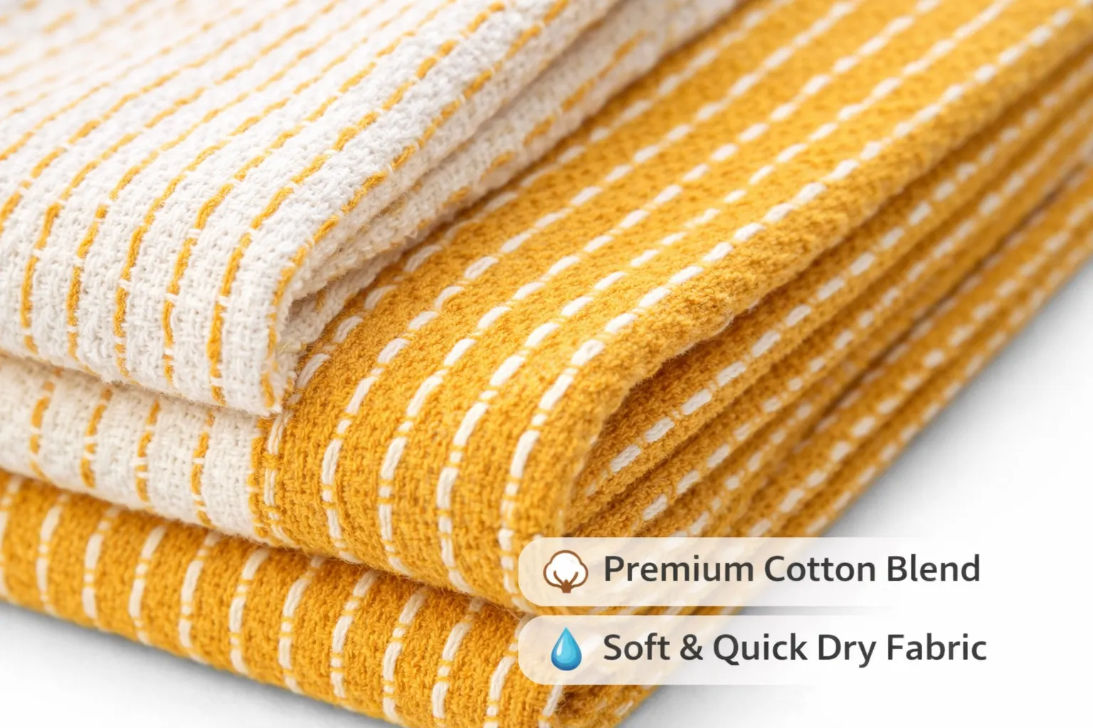 Kitchen Towels Set of 3 Cotton Dish Cloths Soft Absorbent Quick Dry Multipurpose Kitchen Napkins