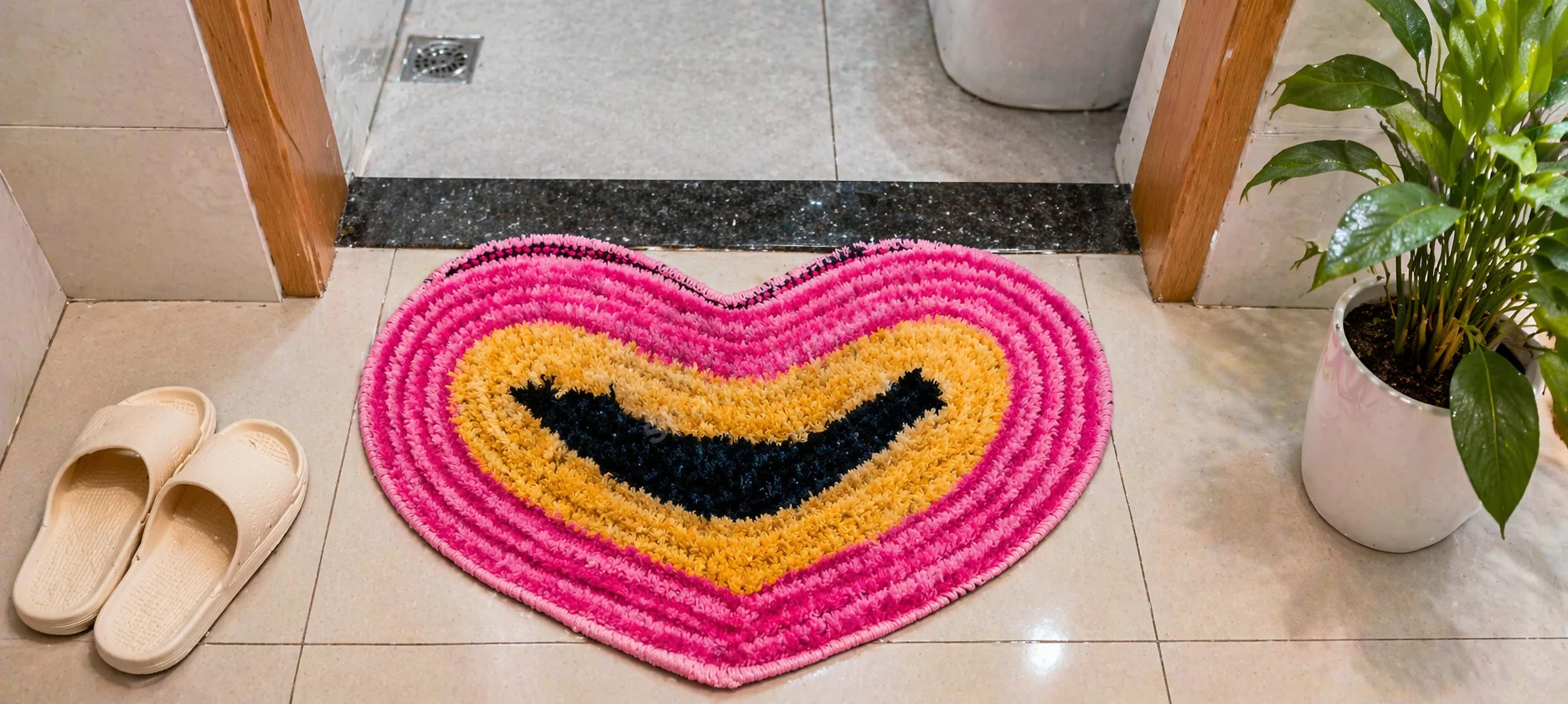 Heart Shape Floor Mat 16x24 Inch – Super Soft Polyester, Non-Slip Door Mat for Bathroom, Bedroom & Entrance | Washable Rug