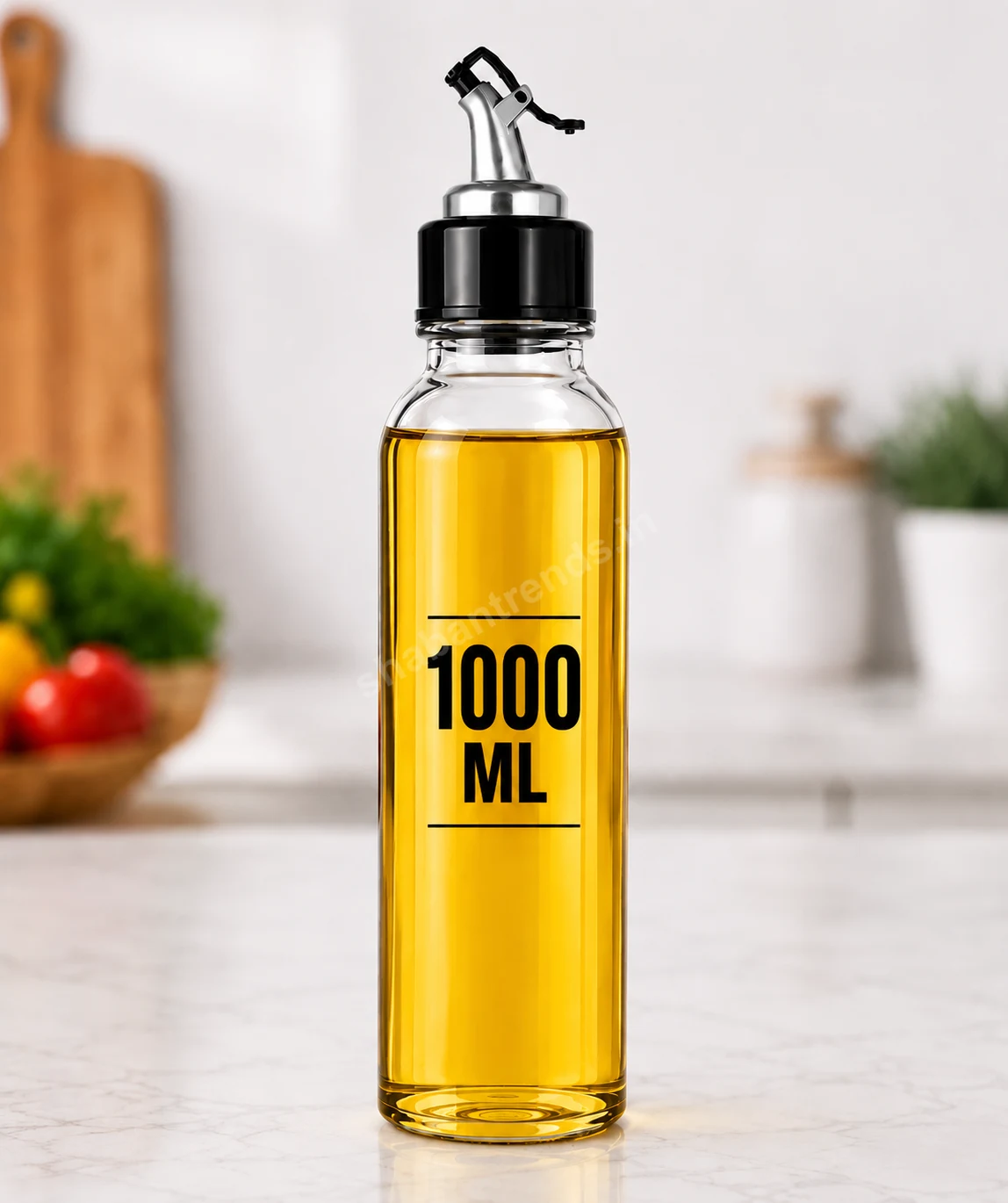 Oil Dispenser 1000ml, Plastic Oil Dispenser Bottle 1 Litre, 1 Litre Oil Bottle for Kitchen, Refillable Oil Pouring Bottle for Cooking Oil Storage