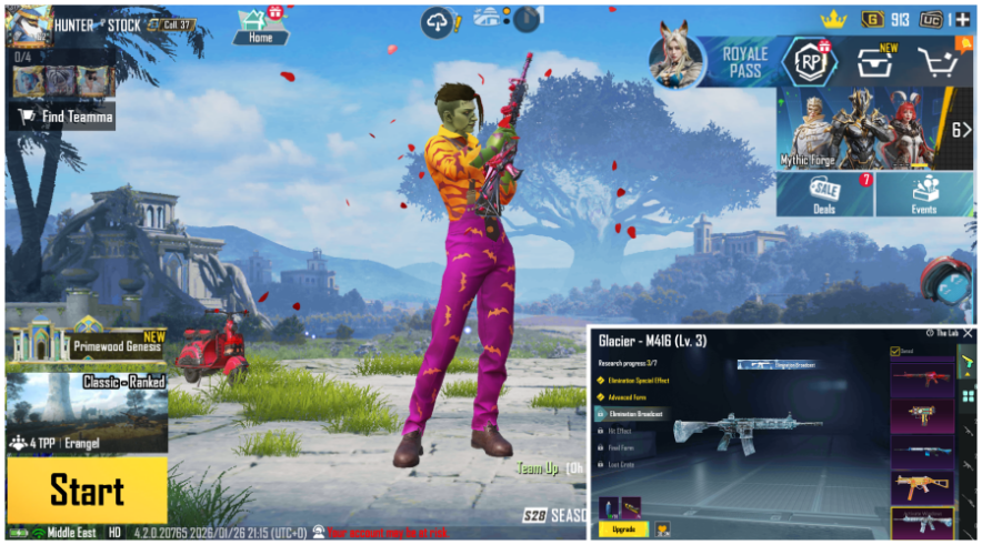 M416 GLACIER LVL03 ⭐ MYTHIC BAGPACK⚡️ACC LVL 62 🥇 06x GUNLAB 🧨 2x GUNSLOT UNLOCKED ⚜️20x MYTHICS 🔱 1x KILL MSG💸 CAR SKINS ✅CHEAP & SECURE