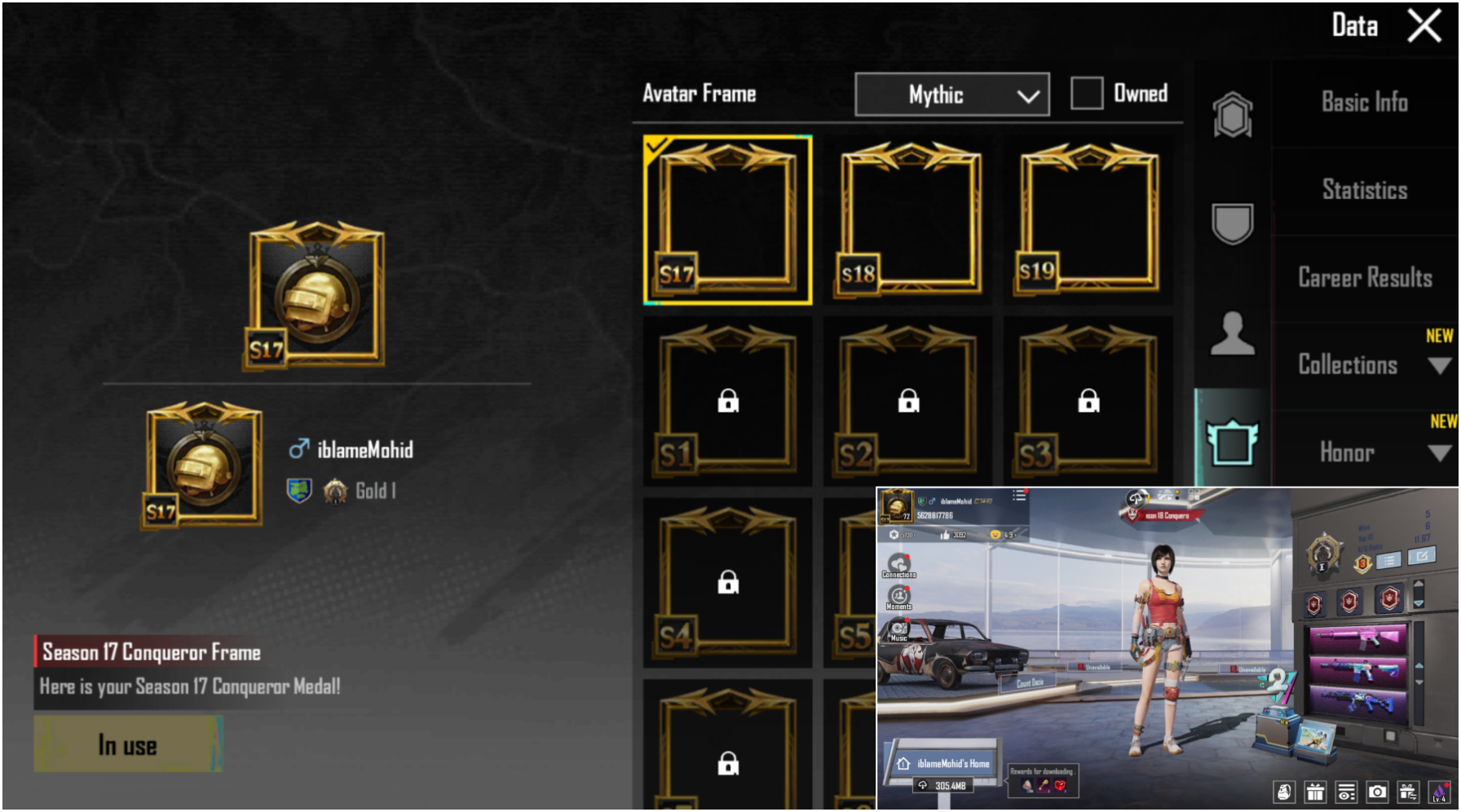 OLD S17, S18, S19 CONQUEROR🔥ACC LVL 72🏆5x CHARACTERS🦱COUNT DACIA🚗PURPLE PORPULARITY💜OP HELMET🤖& BACKPACK SKINS🎒SECURE 🔐