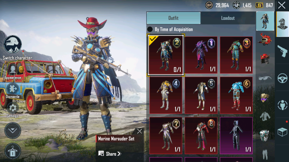 #P578 [Android] Lvl 56|177 UC|Title Perfectionist|Royal Pass M12345678 Max S19M9 On (8 RP Max 2 On)|8 Mytic Costume Set|3 Rare Bacpack|78 Costume|Europe