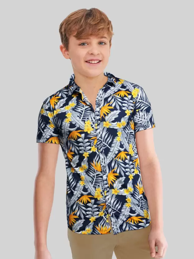 Boys Slim Fit Printed Casual Shirt