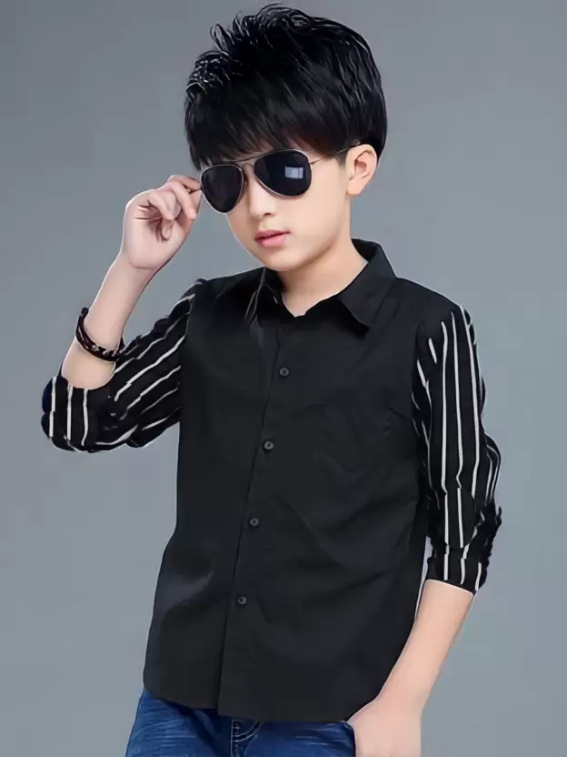 Boys Regular Fit Striped Button Down Collar Casual Shirt
