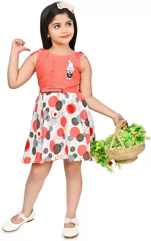 Barbie Girls Midi/Knee Length Party Dress  (Red, Sleeveless)