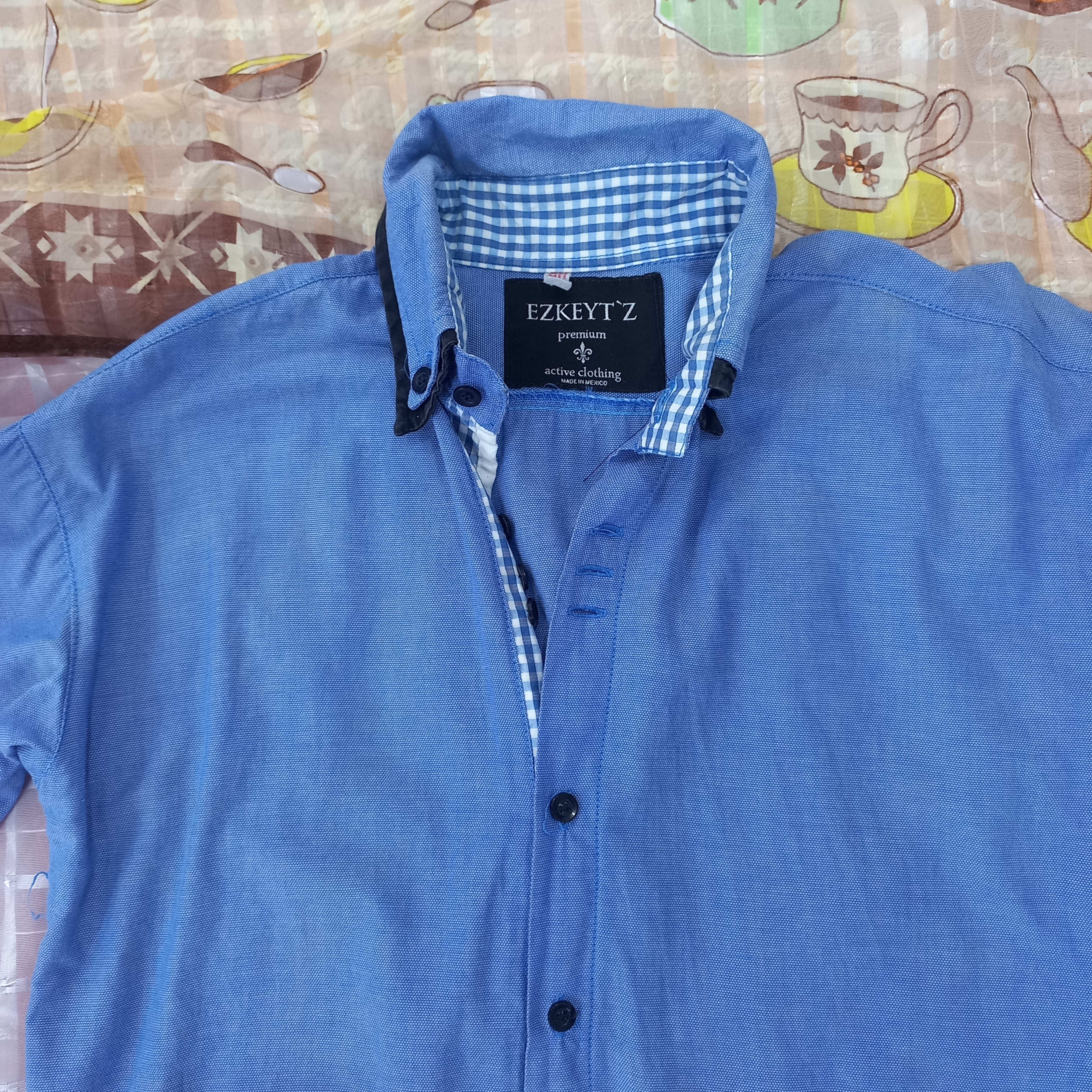 Camisa Azul de Hombre Manga Larga