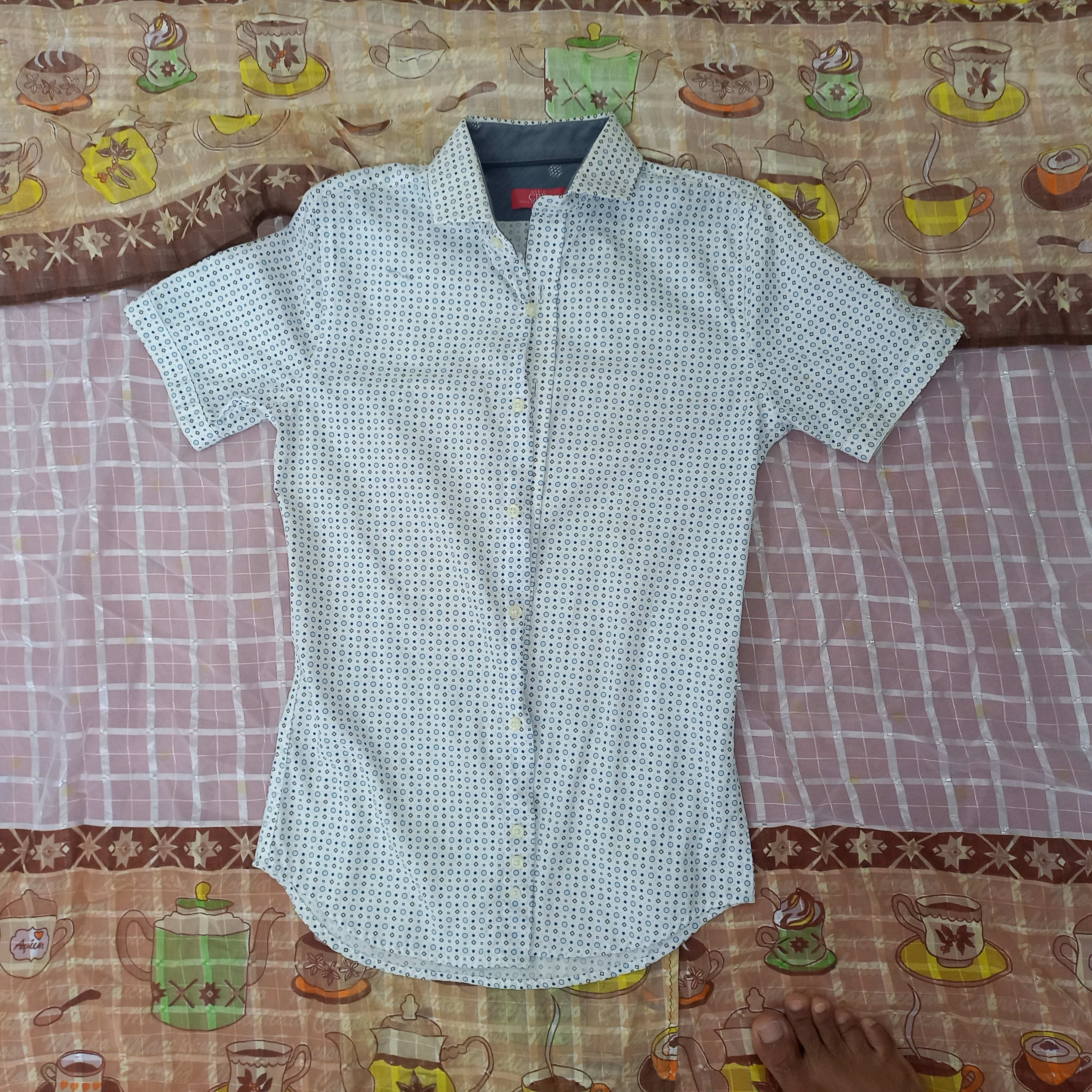 Camisa de Manga Corta Blanca Estampado