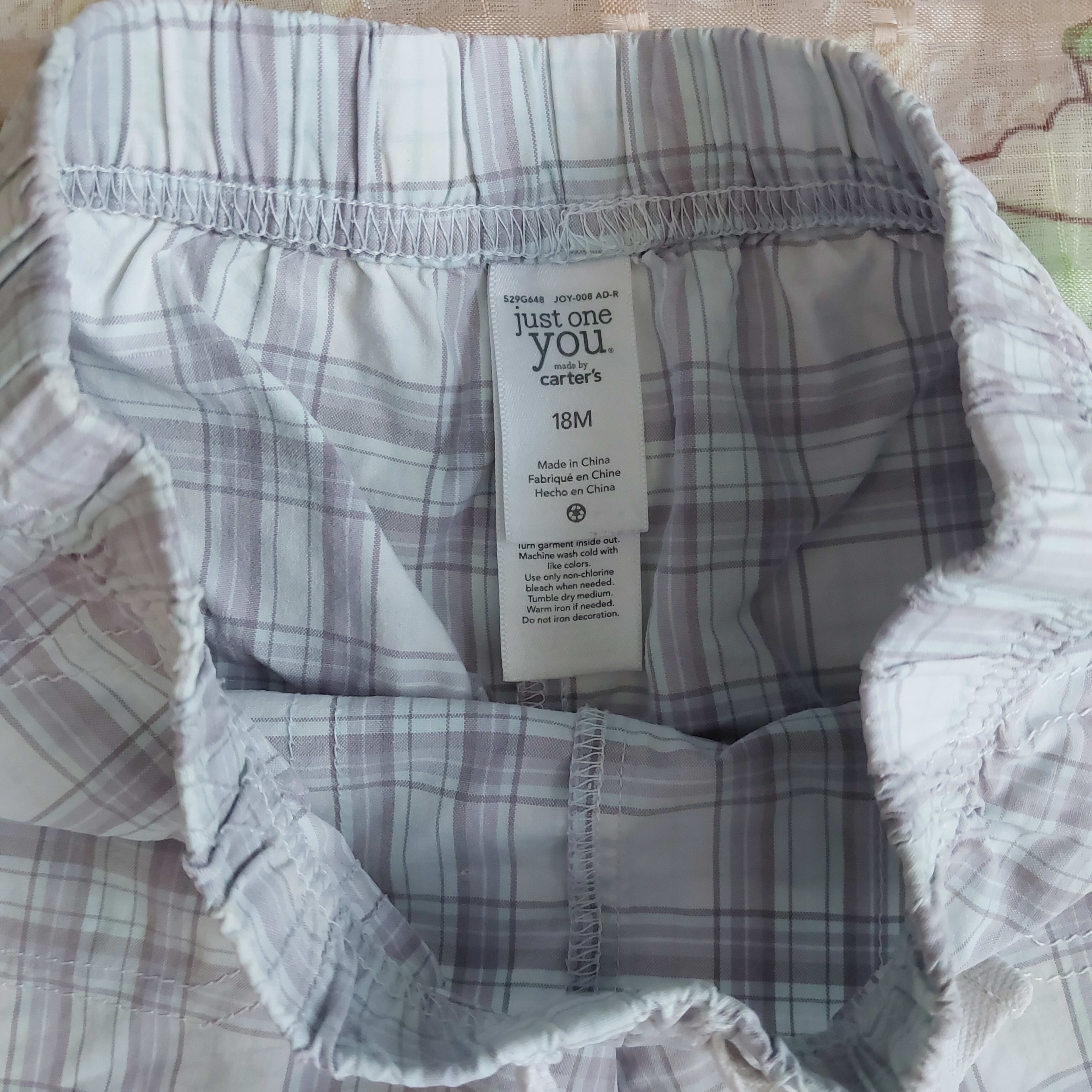 Short Blanco a Cuadros de Colores para Niño de 18m