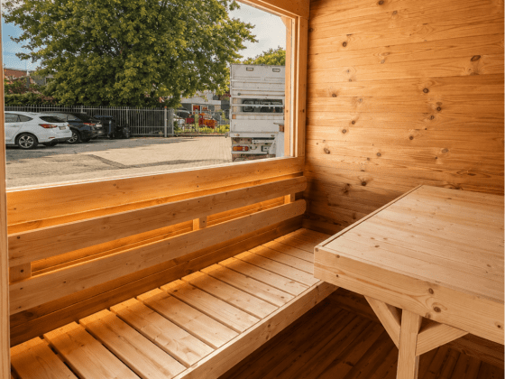 Sauna Kwadro 5m (szerokość 2,25m) — realizacja