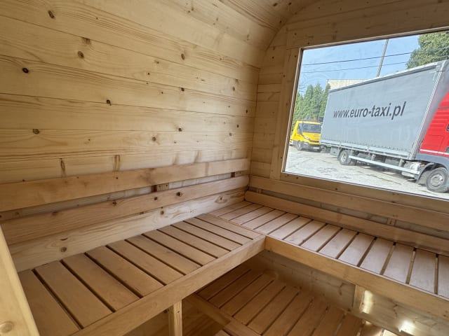 Sauna Kwadro 3m (szerokość 2,25m) — realizacja u klienta