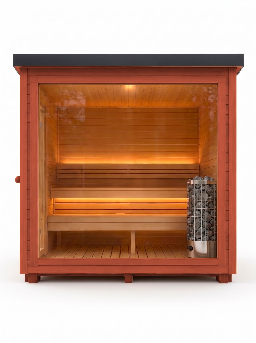 Sauna Żagiel Mini w kolorze czerwień — wizualizacja