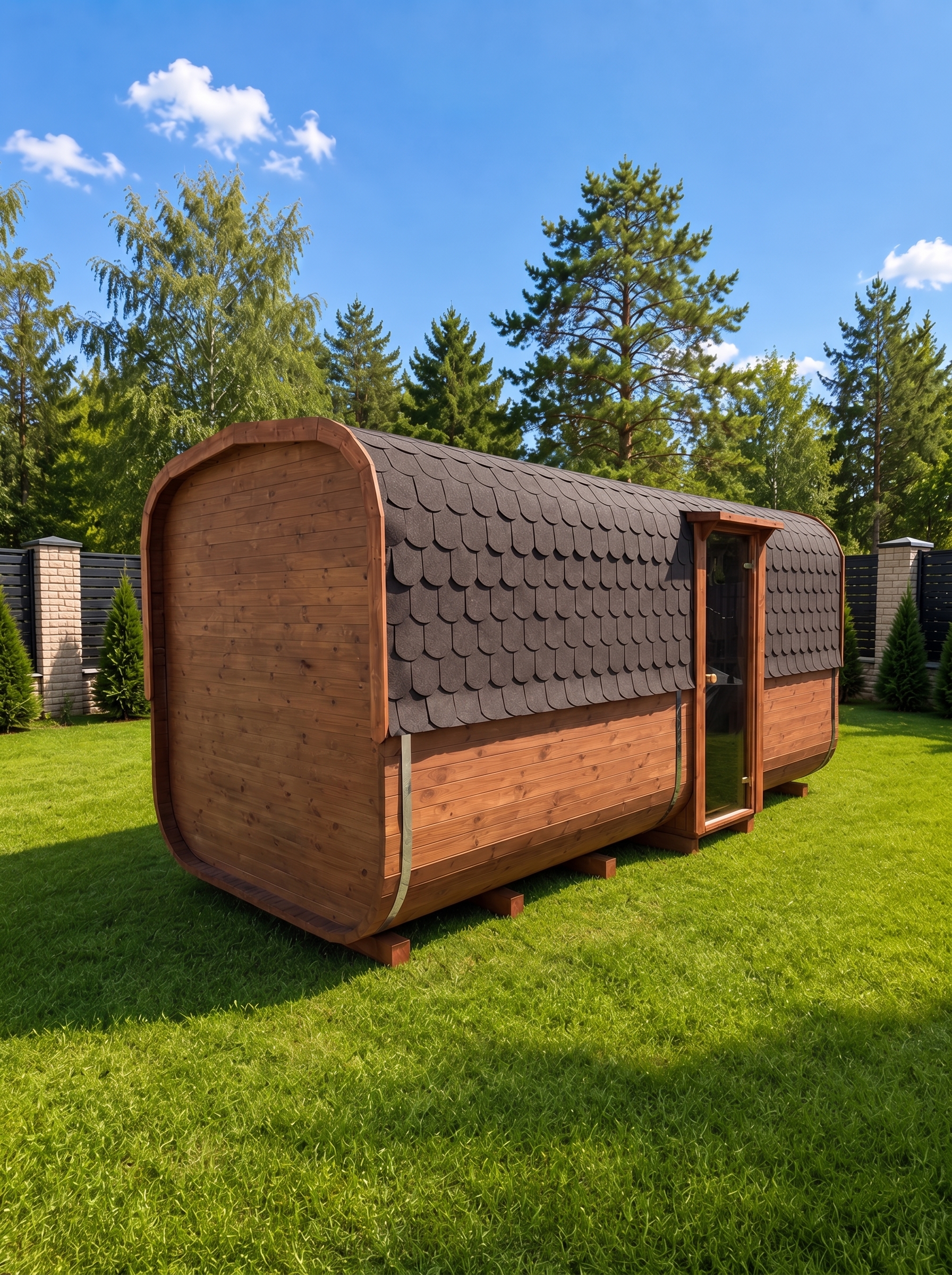 Sauna ogrodowa 5 m ( z powiększona łaźnia )