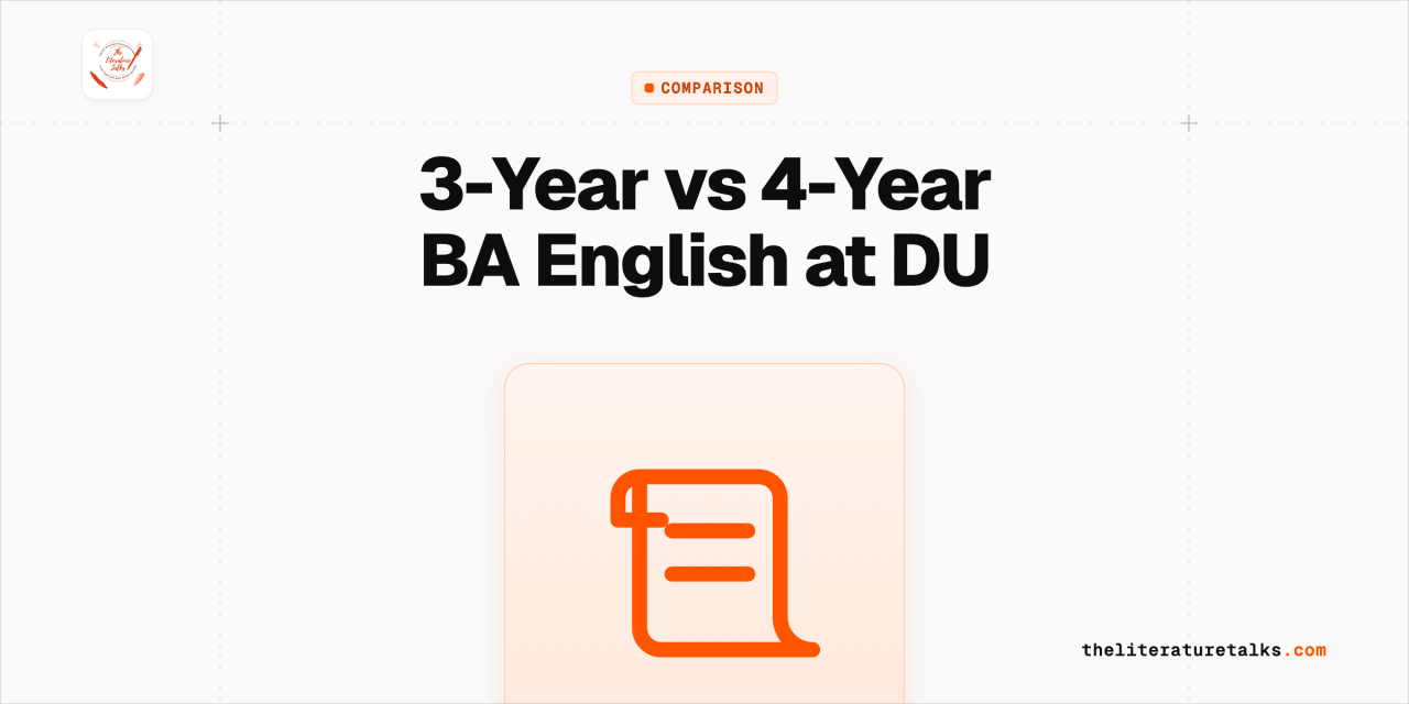 Comparison cover contrasting the 3-year and 4-year BA English Honours degree at Delhi University under NEP