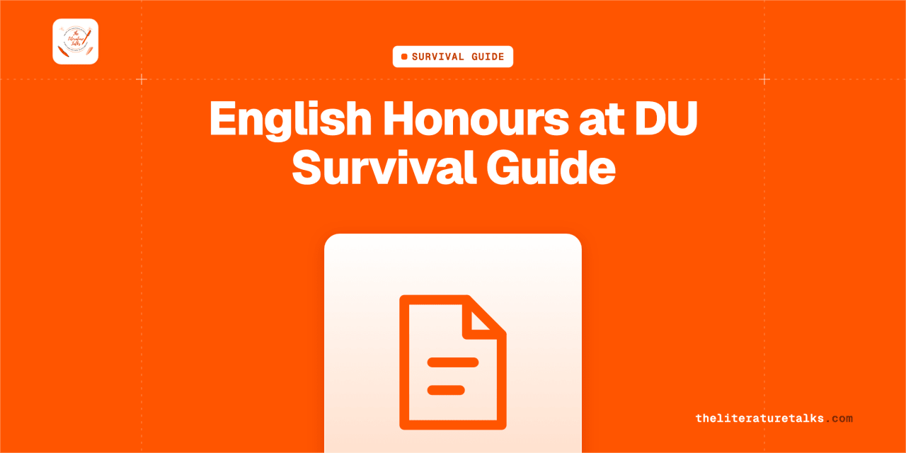 Hero cover for a first-year survival guide to English Honours at DU