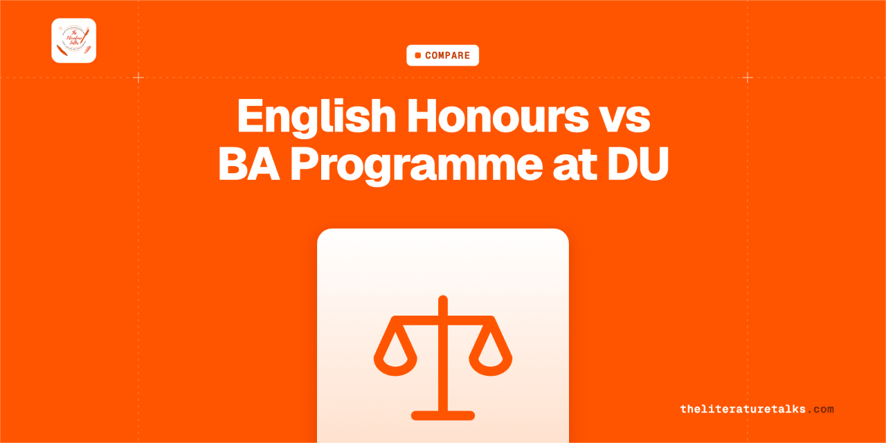 Hero cover comparing BA English Honours and a BA Programme combination at Delhi University