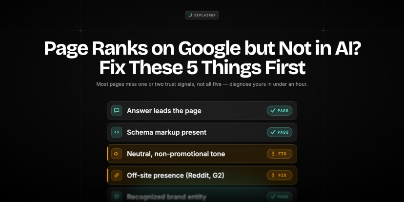 Cover image showcasing why page ranks on google but is not visible on AI
