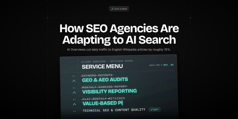 Illustration of an agency service menu mid-edit, old line items struck through and new ones added