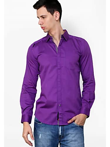 purple shirt and jeans