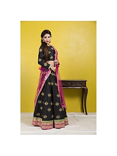 alia bhatt pink black lehenga