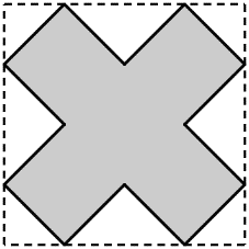 Từ tấm bìa hình vuông có cạnh bằng $6$ người ta cắt bỏ các tam giác vuông cân tạo thành hình tô đậm như hình vẽ 1 de thi toan online