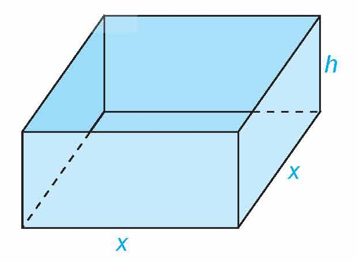 Một chiếc hộp có dạng hình hộp chữ nhật không có nắp, có đáy là hình vuông cạnh $x(cm)$ và chiều cao $h(cm)$ 1 de thi toan online