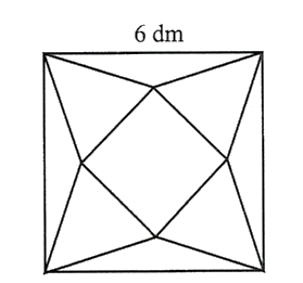 Từ một tấm bìa mỏng hình vuông cạnh 6 ${{dm}}$, bạn Hoa cắt bỏ bốn tam giác cân bằng nhau có cạnh đáy là cạnh của hình vuông ban đầu và đỉnh là đỉnh của một hình vuông nhỏ phía trong rồi gập lên, ghép lại tạo thành một khối chóp tứ giác đều 1 de thi toan online