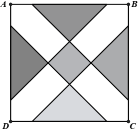 Cho hình vuông $ABCD$ có cạnh bằng 4, chính giữa có một hình vuông đồng tâm với $ABCD$ 1 de thi toan online