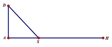 Một đường dây điện được nối từ nhà máy thuỷ điện Hoà Bình trên đất liền ở vị trí $H$ đến đảo Dừa ở vị trí $D$ theo đường gấp khúc $HSD$ ( $S$ là một vị trí trên đất liền) như hình vẽ 1 de thi toan online