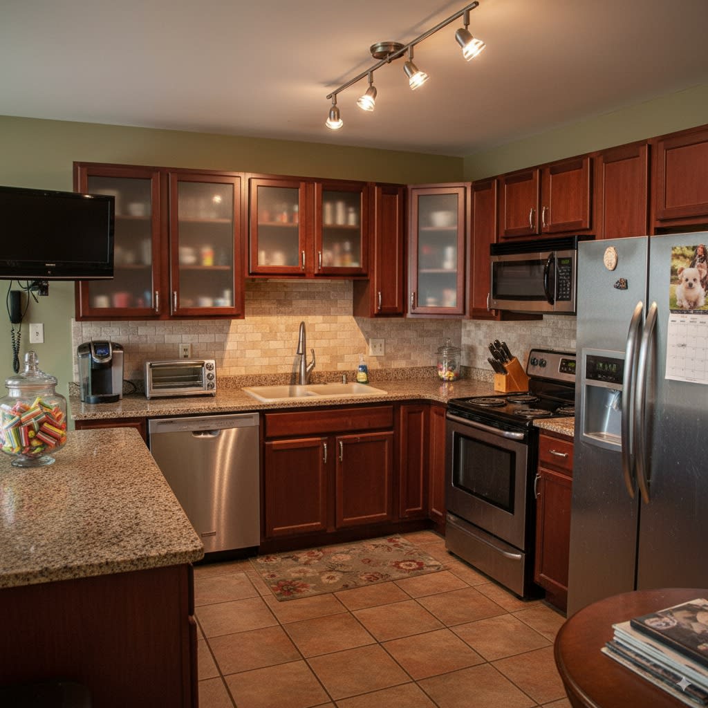 Estado inicial de Cocina Abierta y Funcional - Reforma integral de cocina moderna en Castellón con isla central funcional. Alicatado de paredes con gres porcelánico rectificado, solado antideslizante, instalación de mobiliario modular. Proyecto ejecutado sin obra molesta en 3 días, manteniendo la funcionalidad de la vivienda. - FASTDOIT reformas Valencia, Castellón y Alicante