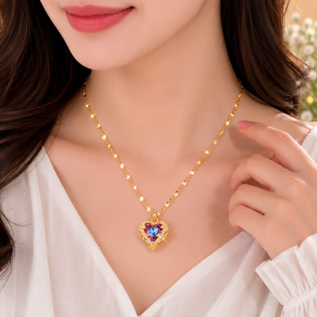 Wings Heart Pendant Necklace