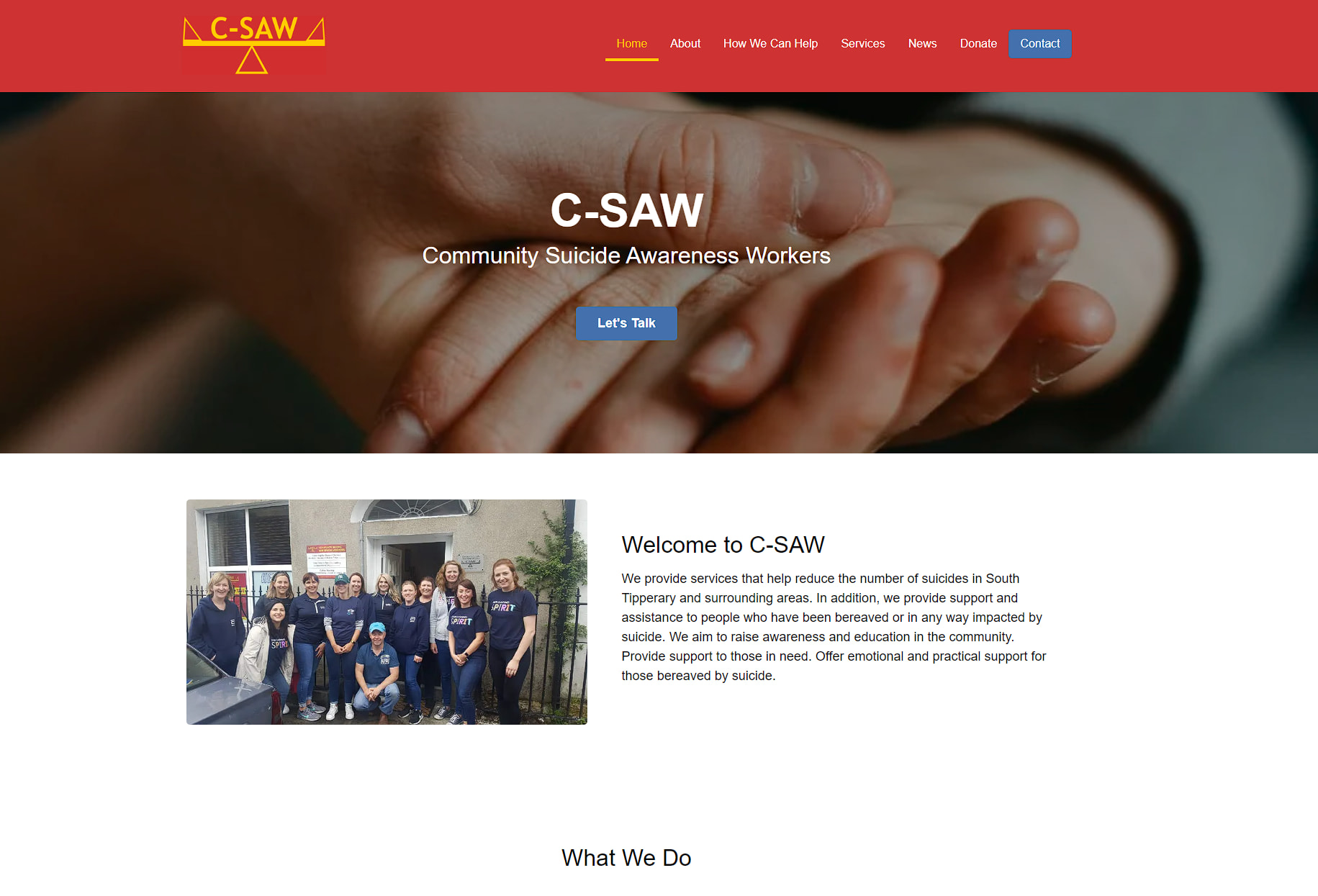 screenshot of the C-SAW website. 