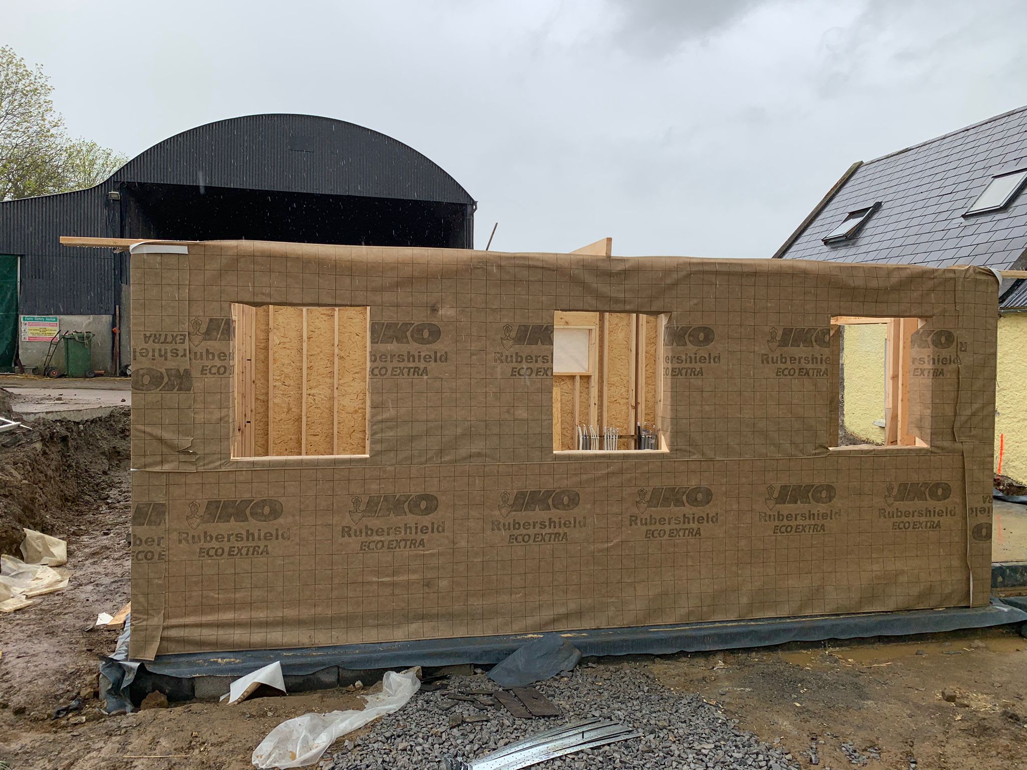 timber frame with cladding.