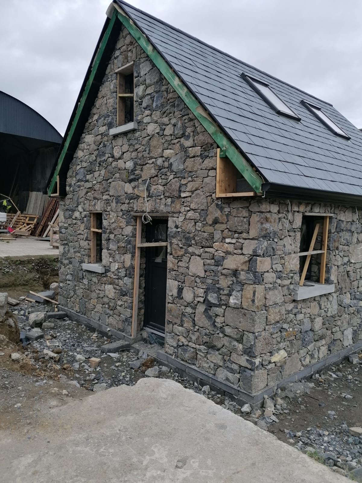 stone cladding around home extension.