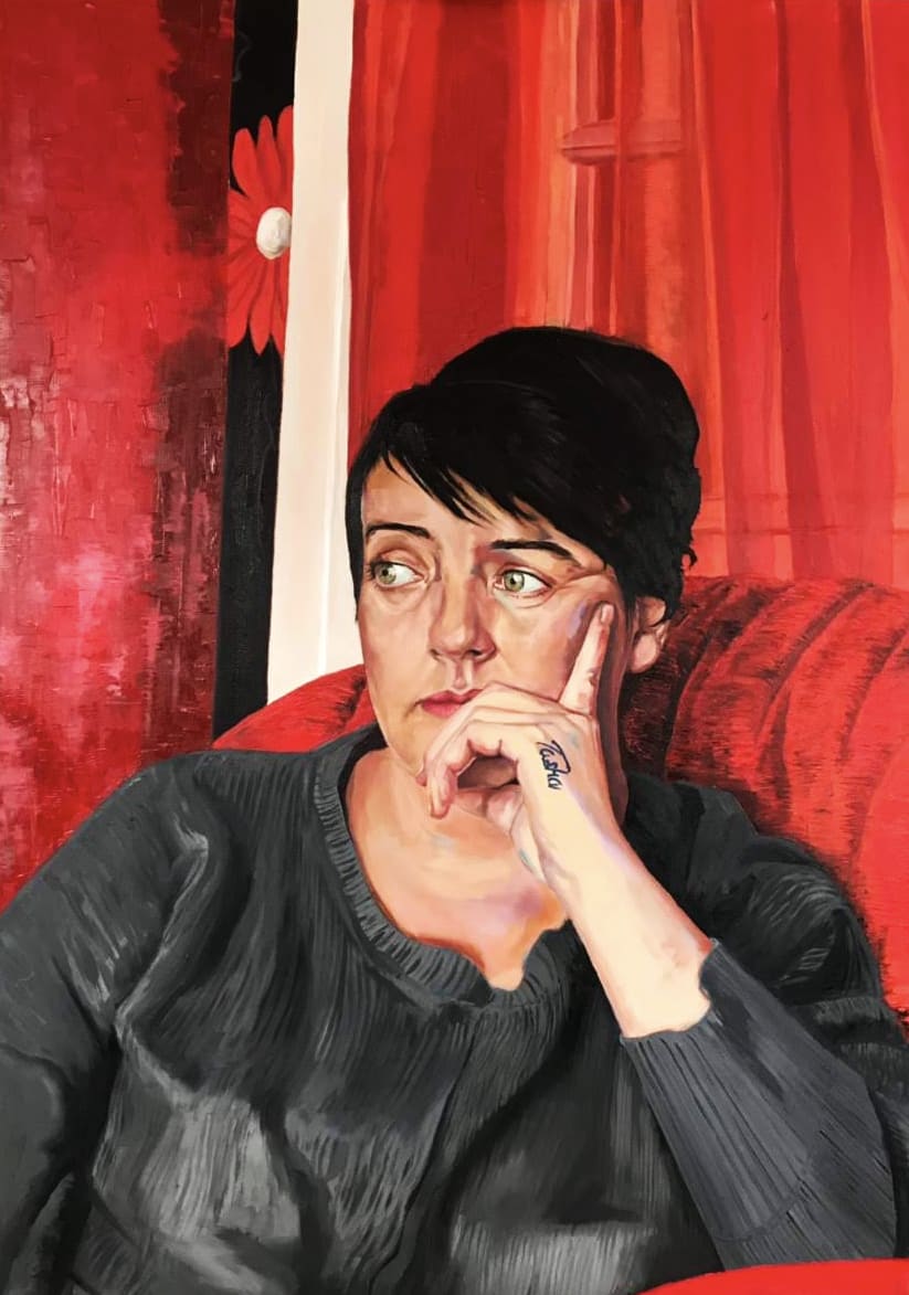 Oil painting of Valerie in her res sitting room