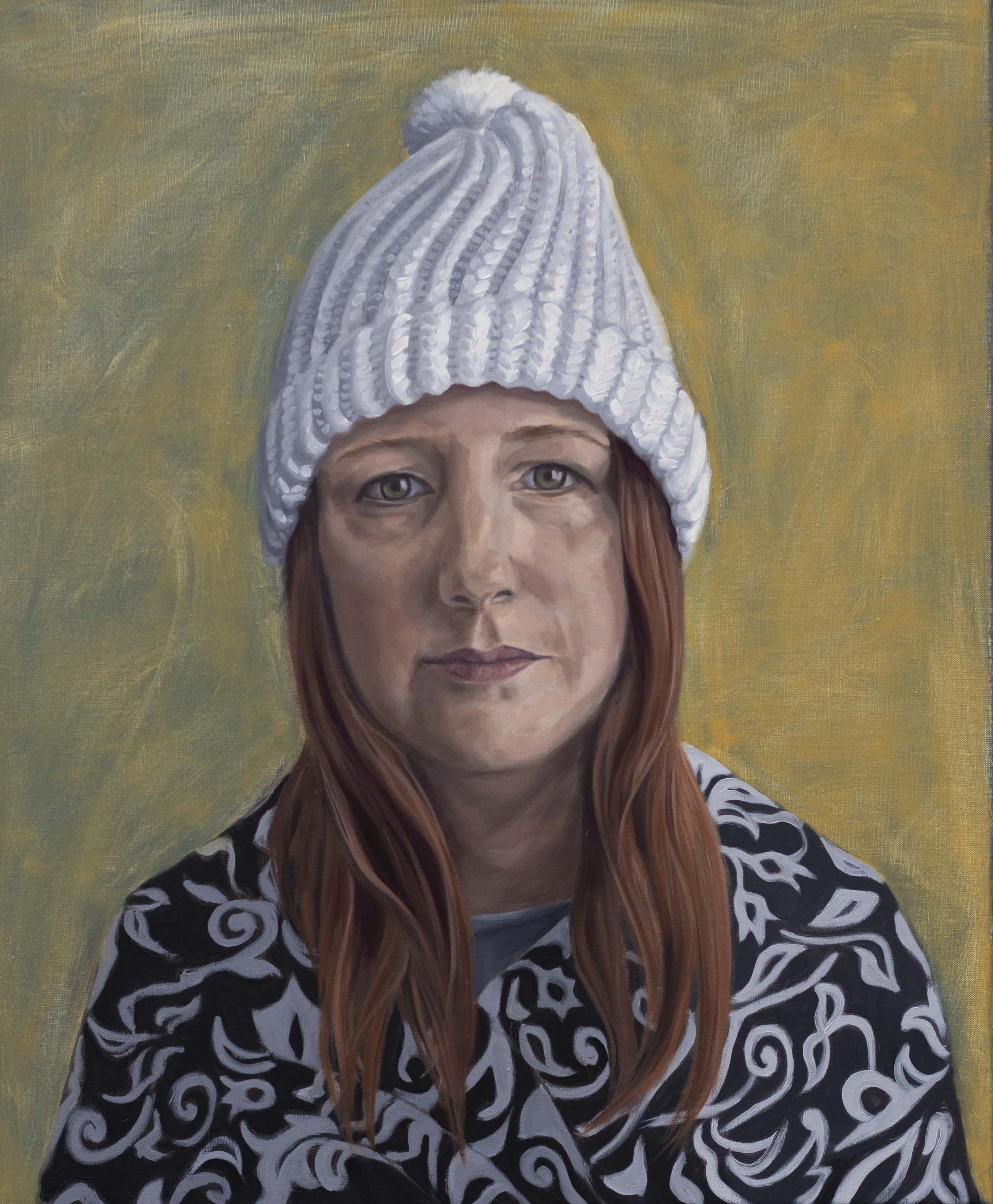 Self portrait painting in oils